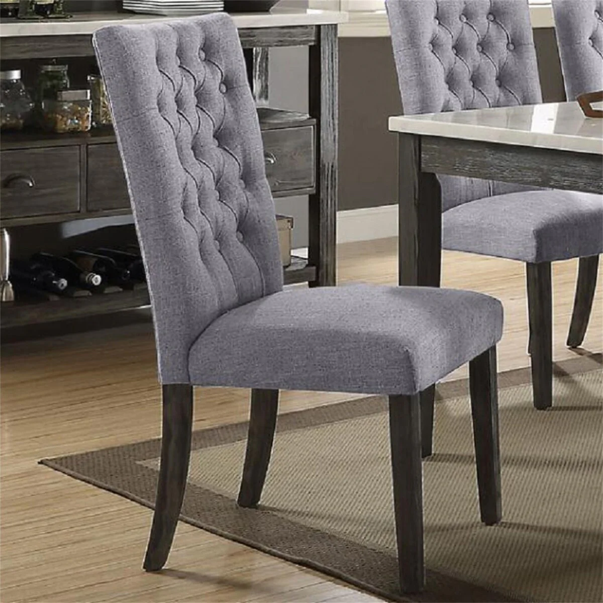 ACME Merel Side Chair (Set-2) in Gray Fabric & Gray Oak 70168