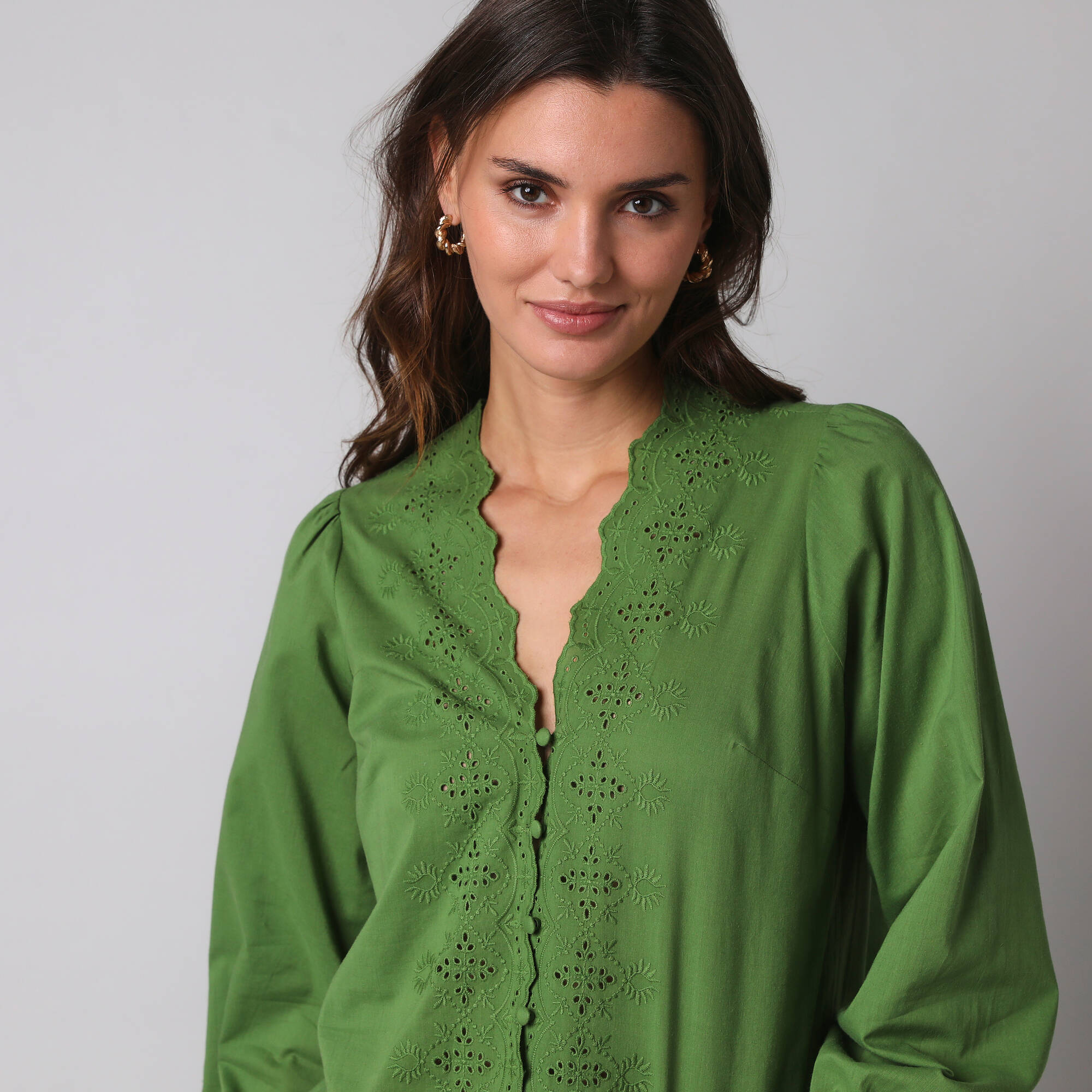 Chemisier broderie anglaise, coton