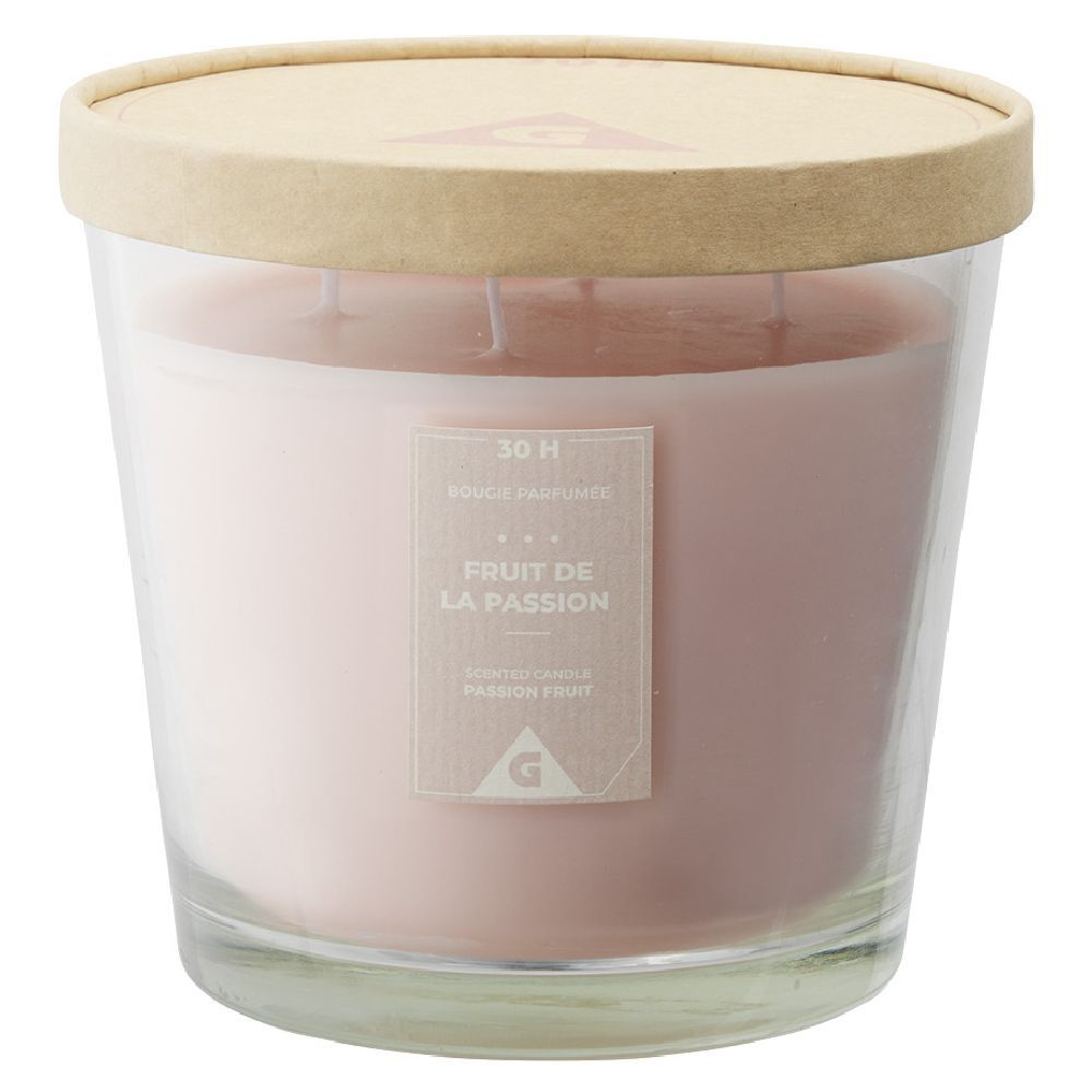 Bougie parfumée dans verre senteur fruit de la passion H12,5cm 30H