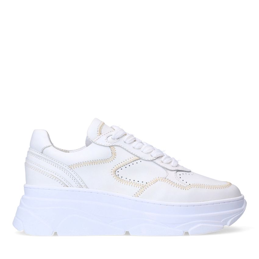 Manfield Witte leren sneakers