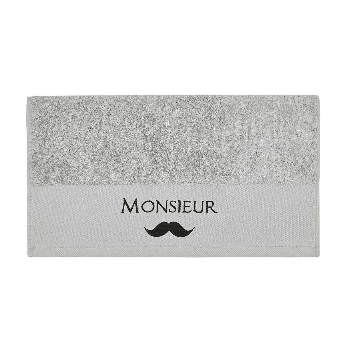 MONSIEUR - Serviette de toilette en coton Gris Cendré 50x100 cm