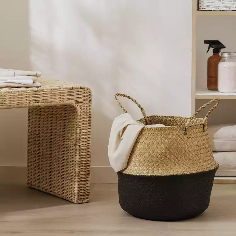 Habitat Seagrass Belly Storage Basket - Two Tone Black