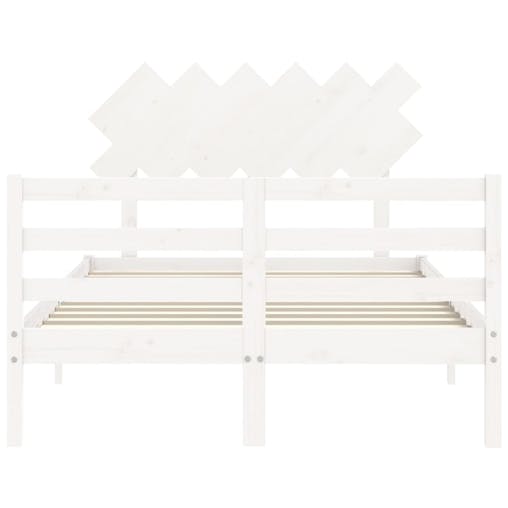 NNEVL Bed Frame with Headboard White 137x187 cm Double Solid Wood