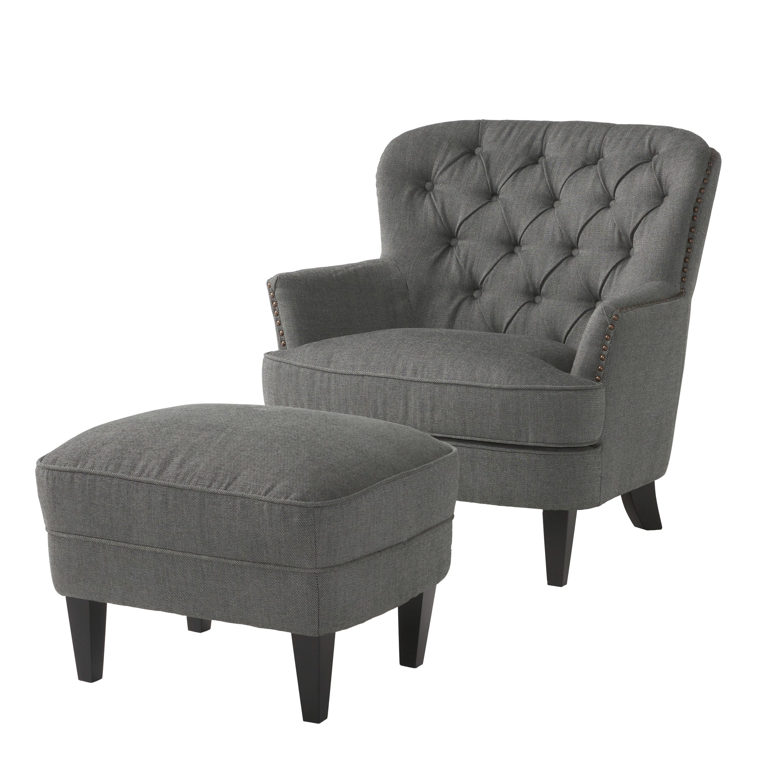 Fabric Club Chair with Ottoman