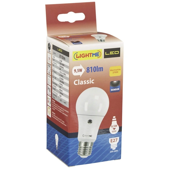 LED-Sensor-Leuchtmittel »Classic«, 9,5 W, E27, 2700 K, warmweiß, 810 lm