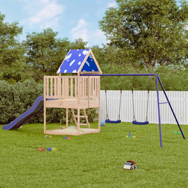 VidaXL ogrodowy plac zabaw BrązDrewno sosnowe