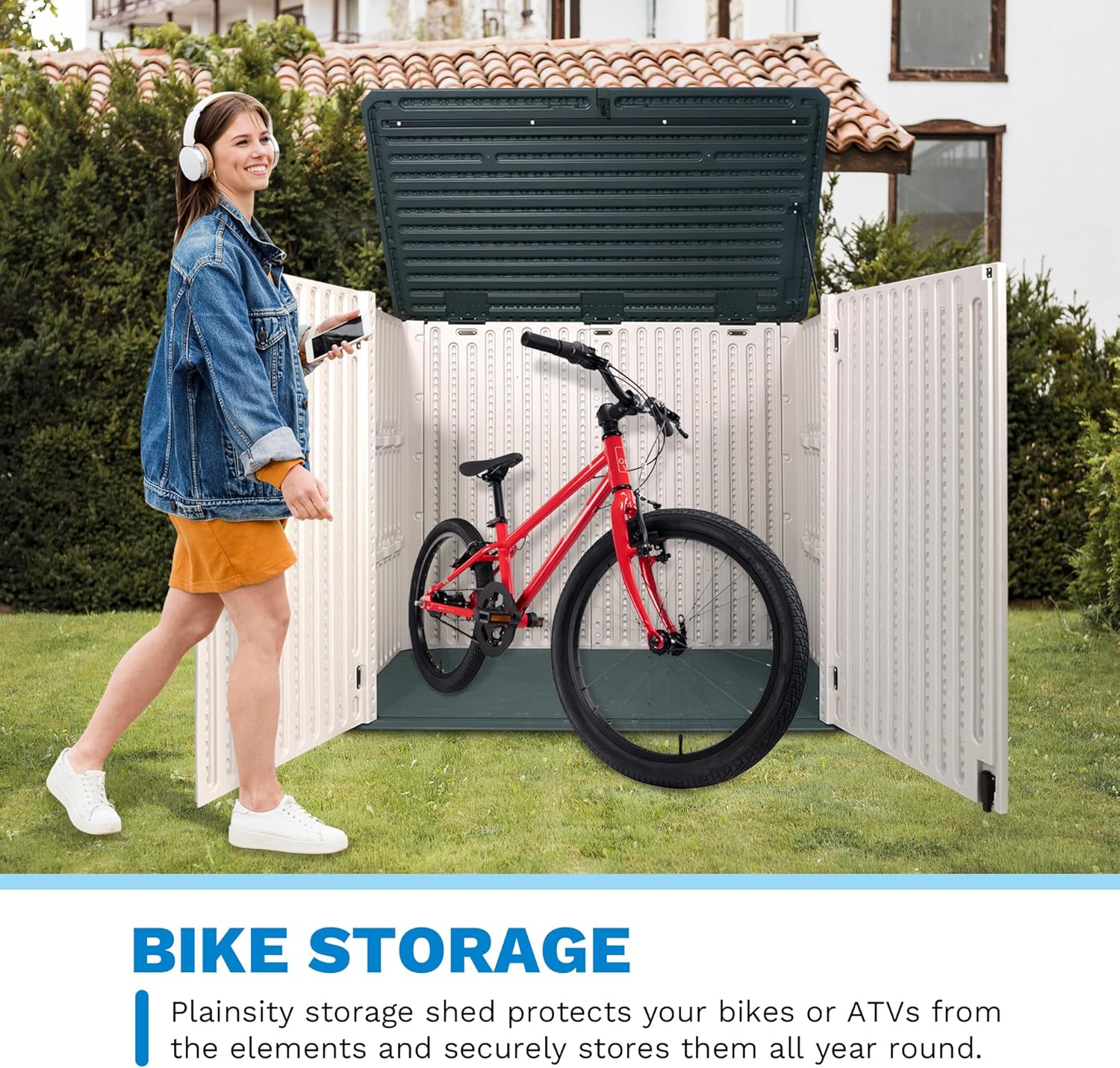 47 Cu ft Outdoor Storage Shed  Large Resin Outdoor Storage Box for Patio Garden Yard Outdoor Storage Cabinet for Tools Pool Supplies - Lockable Deck Boxes Outdoor Waterproof