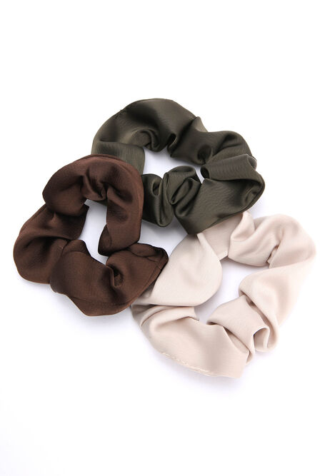 Womens 3pk Cream Satin Scrunchies