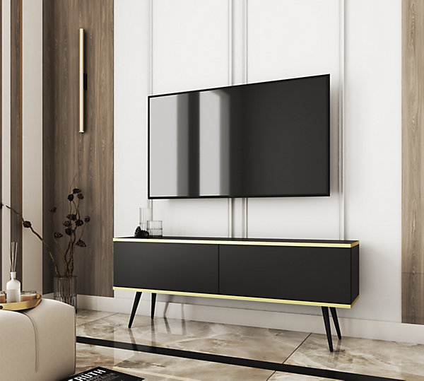Meuble TVNoir Avec Pieds En Noir, 135 X 30 X 32 Cm