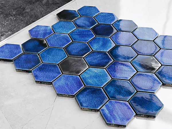 Mosaïque sur résille pour salle de bain et cuisine en céramique 31.2 x 27 cm- Mixed ocean hive