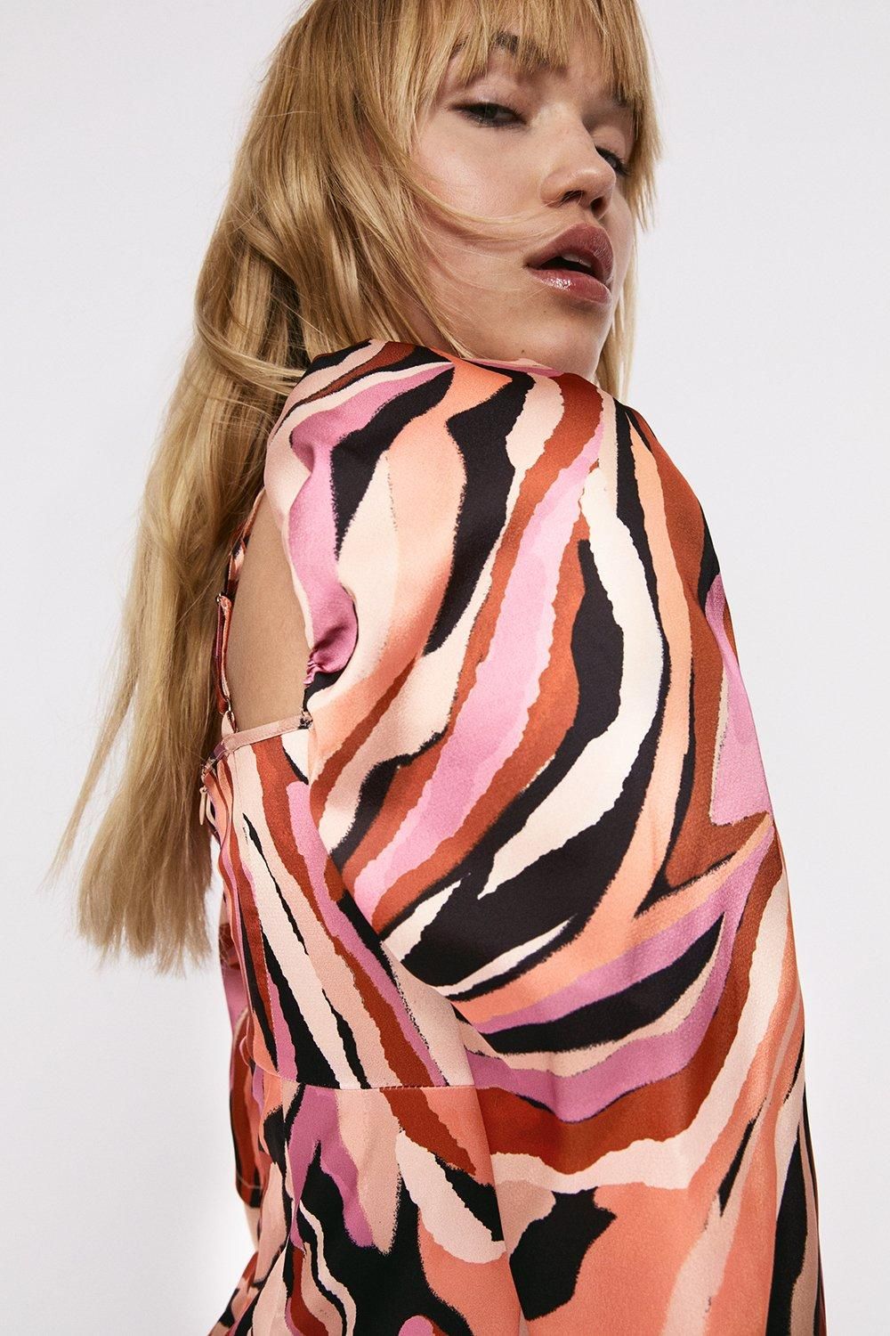 Warehouse Print Cut Out Mini Dress
