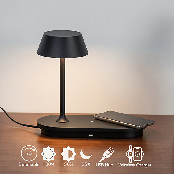Lampe à poser LED avec chargeur portable sans fil - Fabro