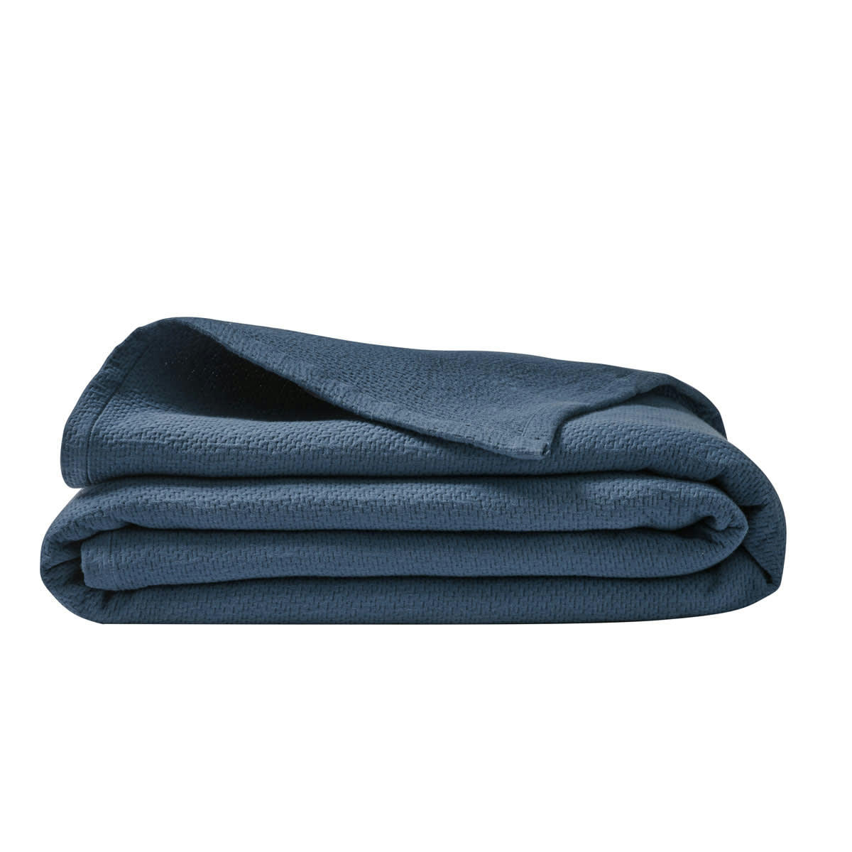 POEME - Couvre-lit uni en jacquard de coton bleu 240x260