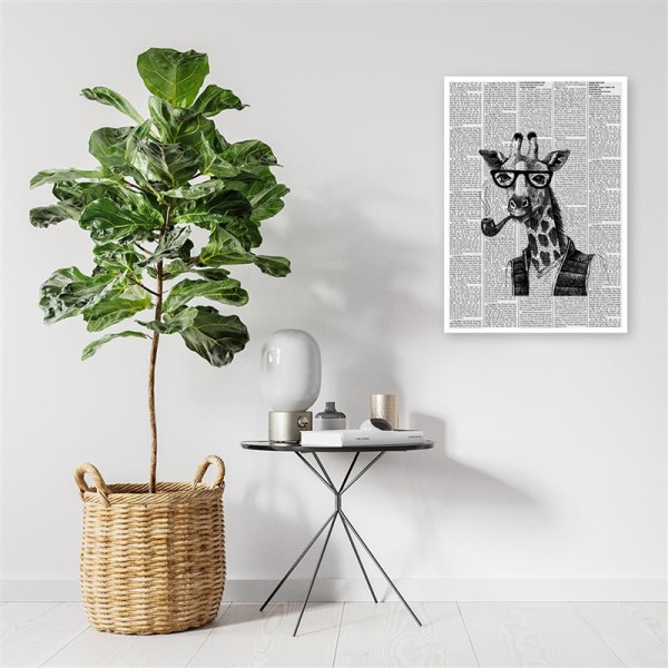 Feeby Obraz Żyrafa z fajką artykuł w gazecie 40x60