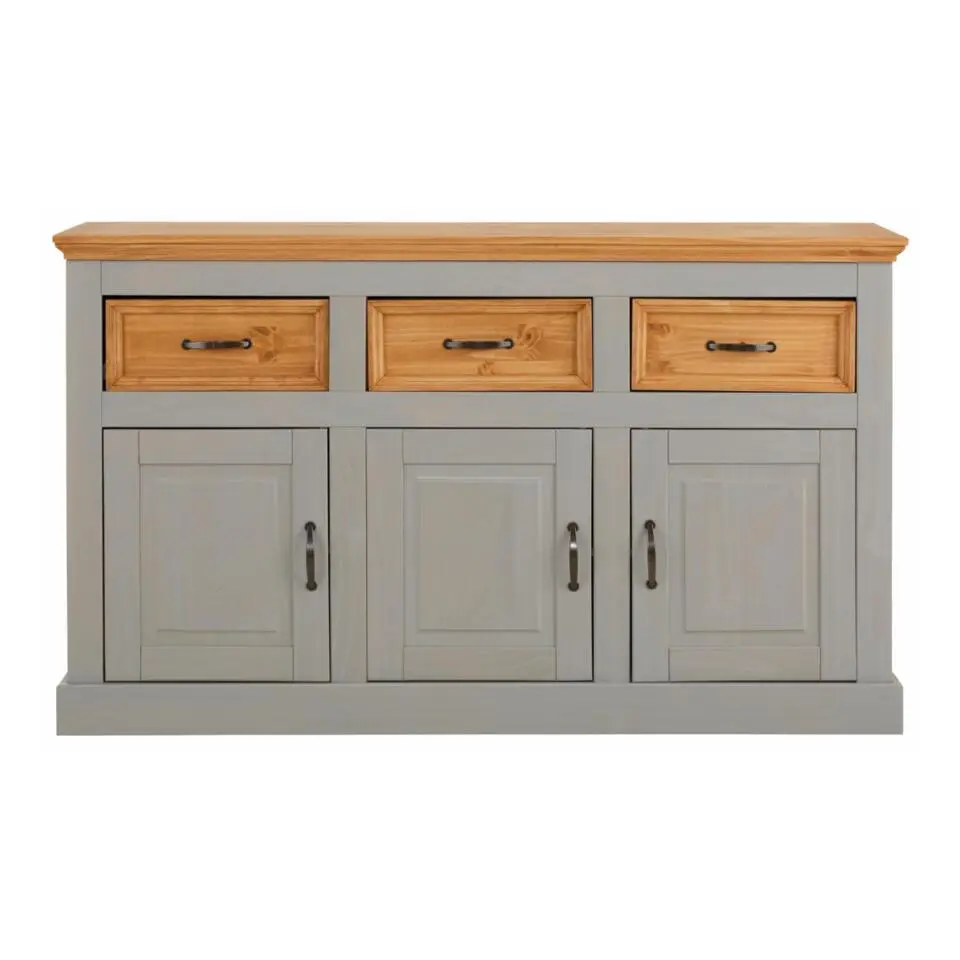 Selma - Dressoir met 3 deuren en 3 laden in grijs dennenhout