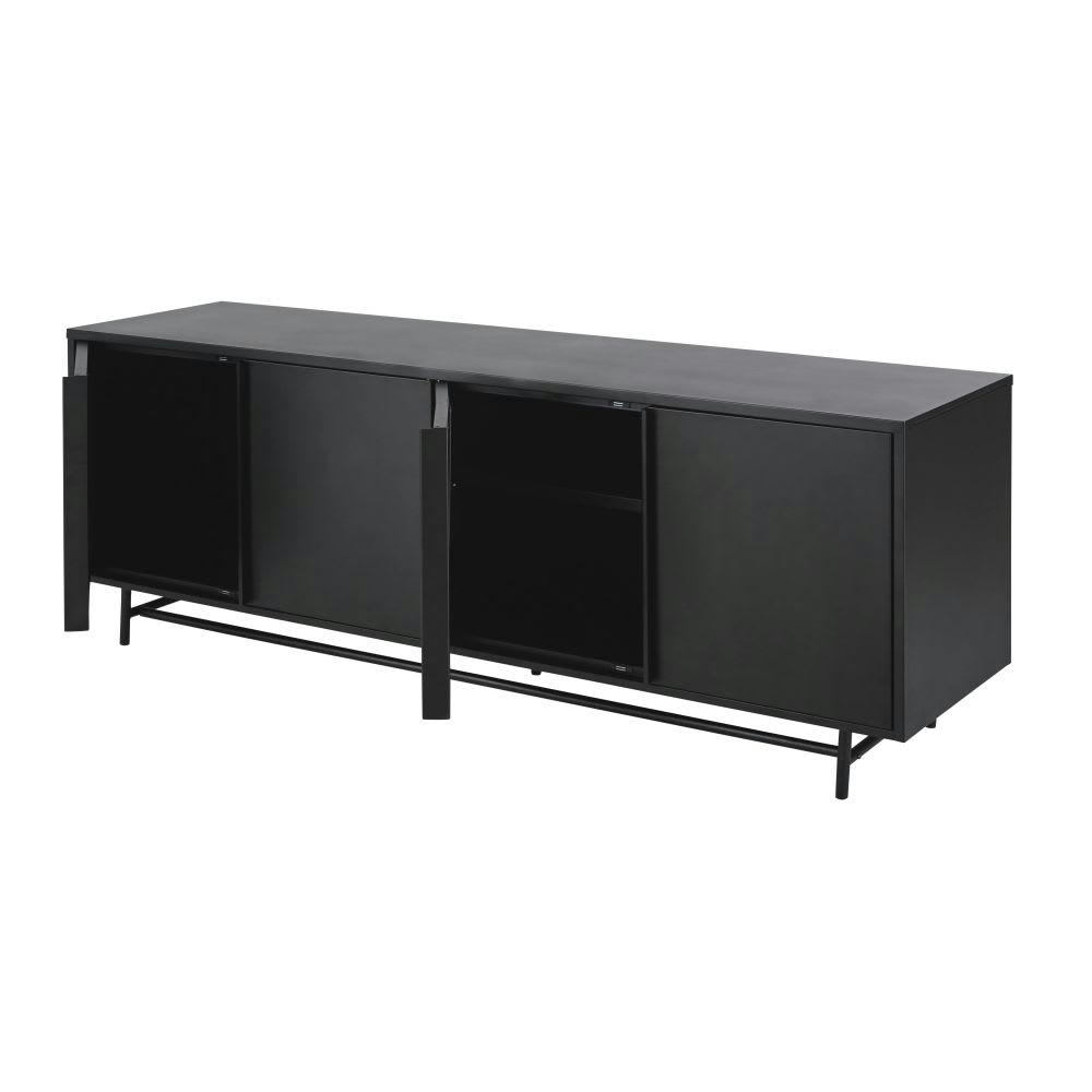 Watkin - Buffet bas enfilade 4 portes en métal noir mat