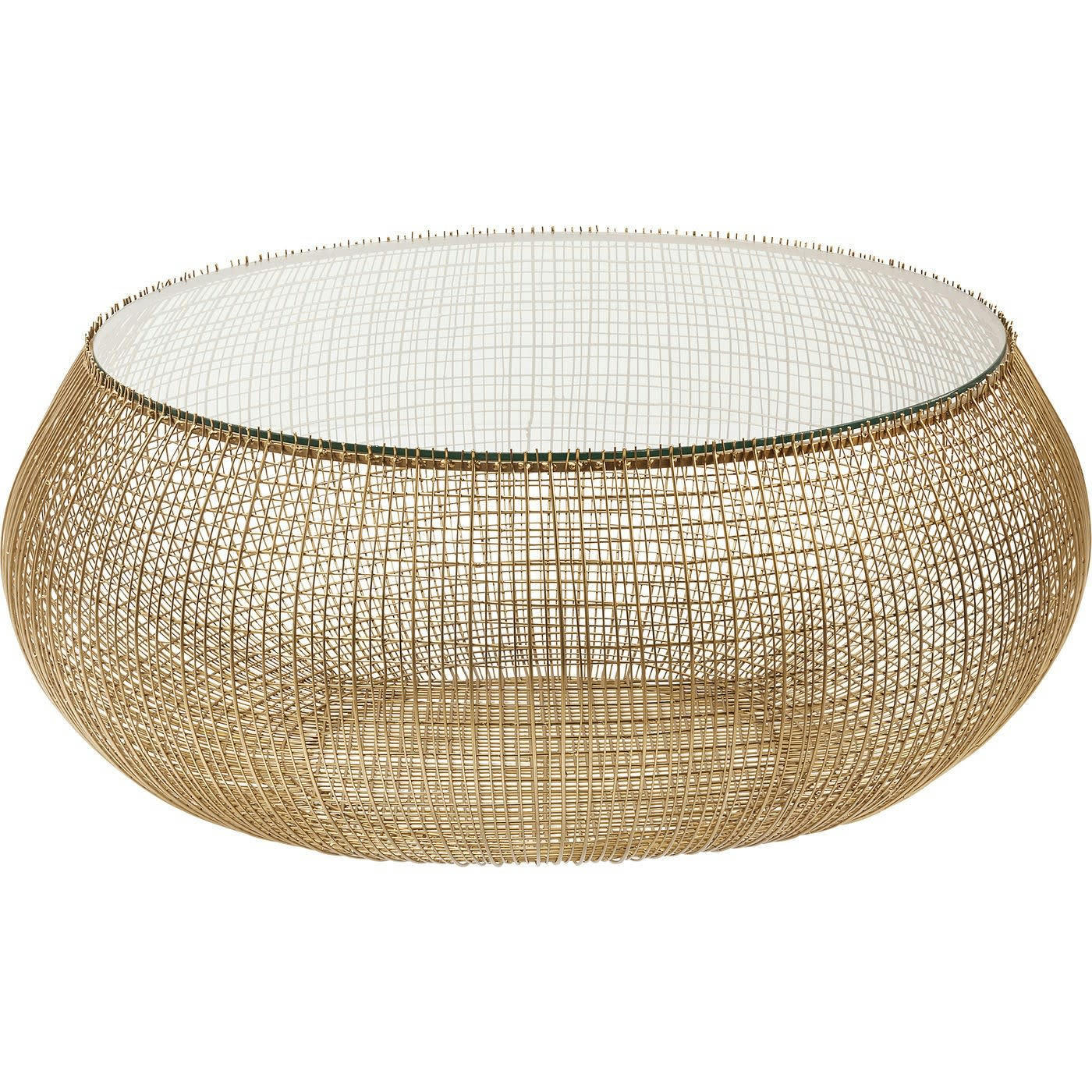 CESTA - Table basse ronde en verre et acier doré