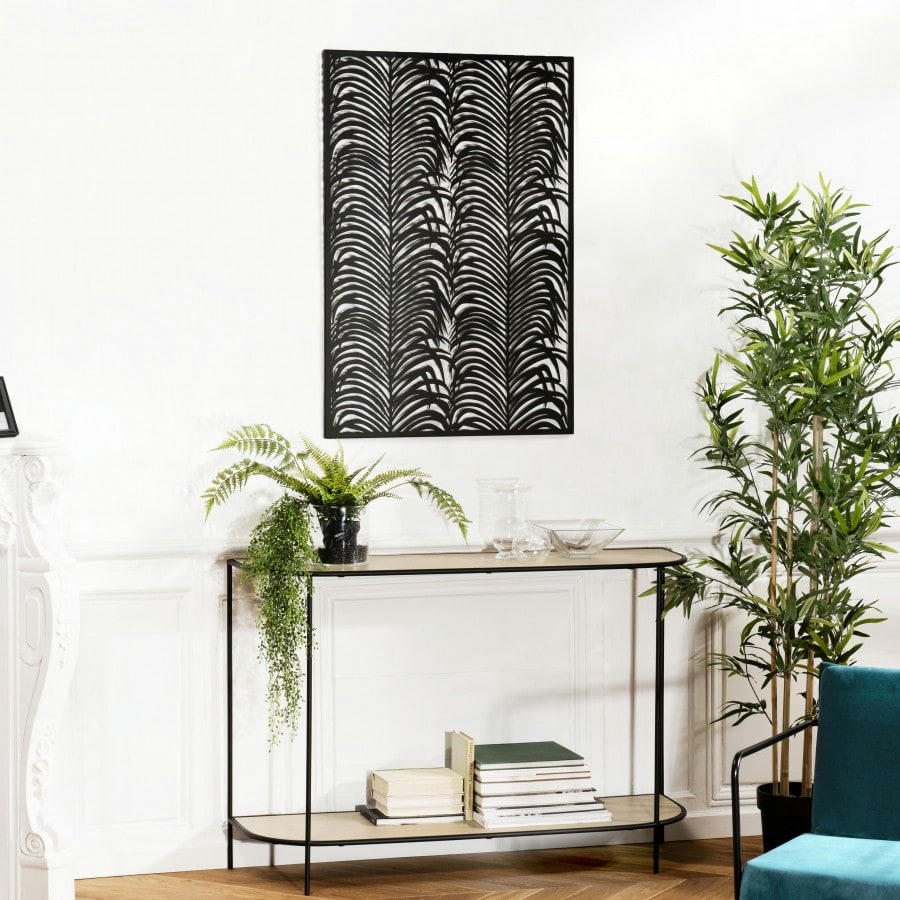 THEODORE - Décoration murale rectangulaire en métal noir 68x100cm