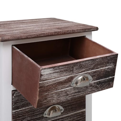 NNEVL Nightstand Brown and White 38x28x45 cm Paulownia Wood