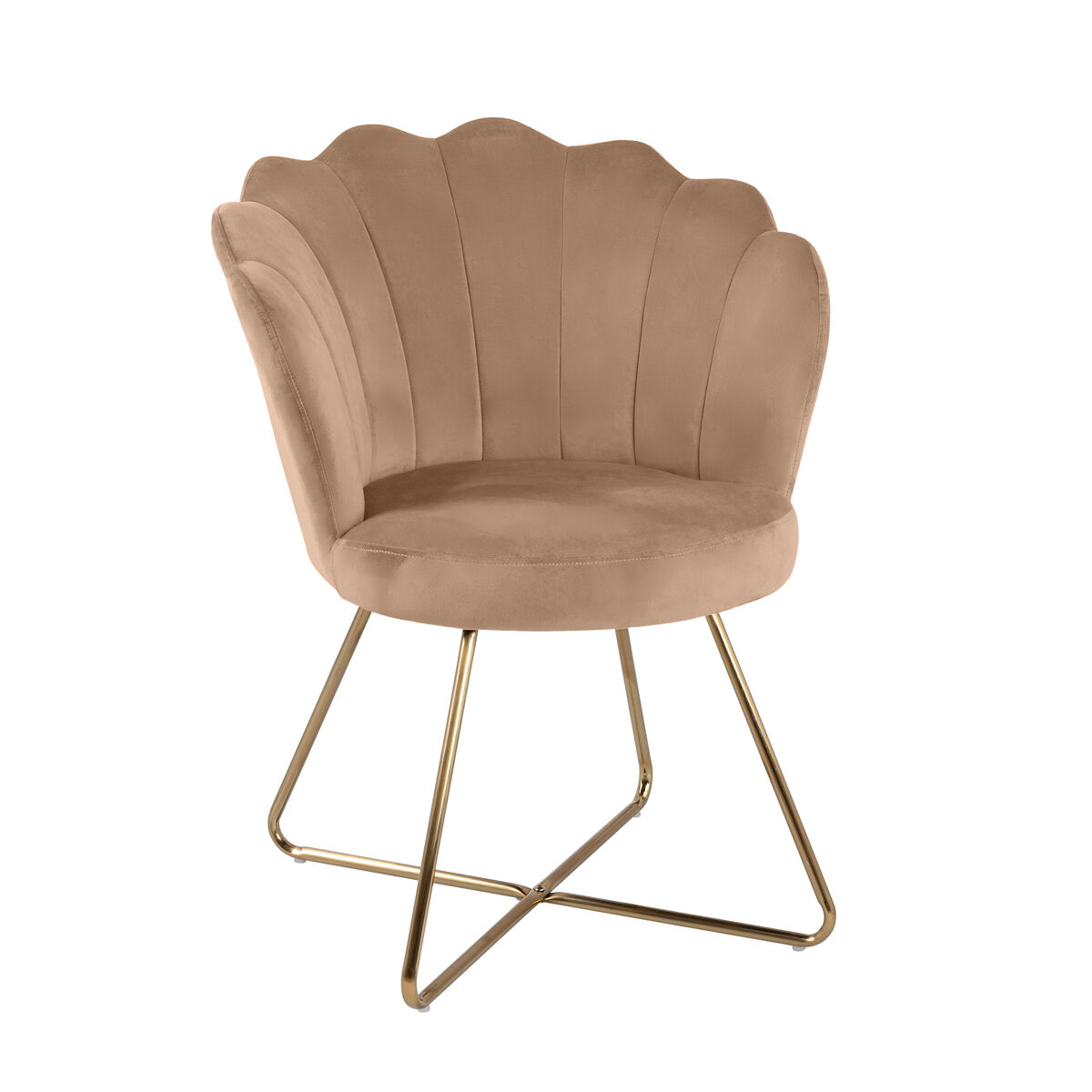 Poltrona BLOOM veludo bege com pernas douradas