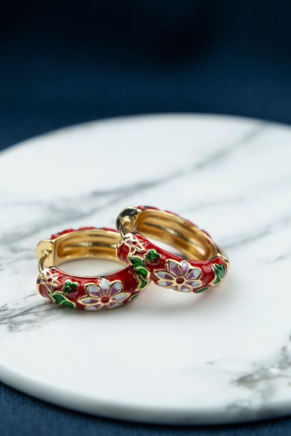 The Colourful Aura Large Huggie Multicolour Floral Hoop Earrings