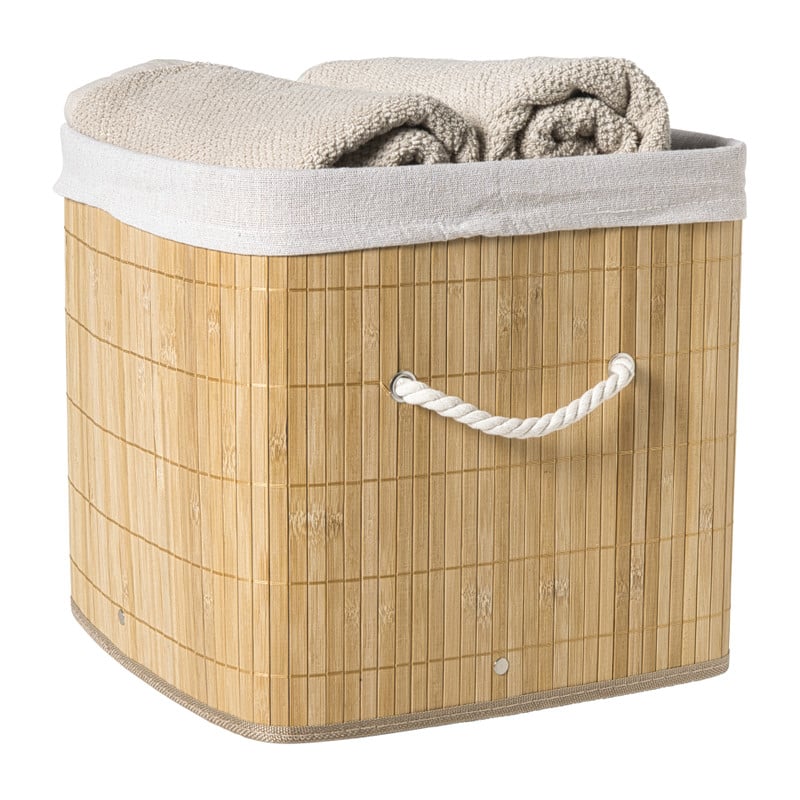 Opbergmand vierkant hoog - bamboe - 30x30x30 cm