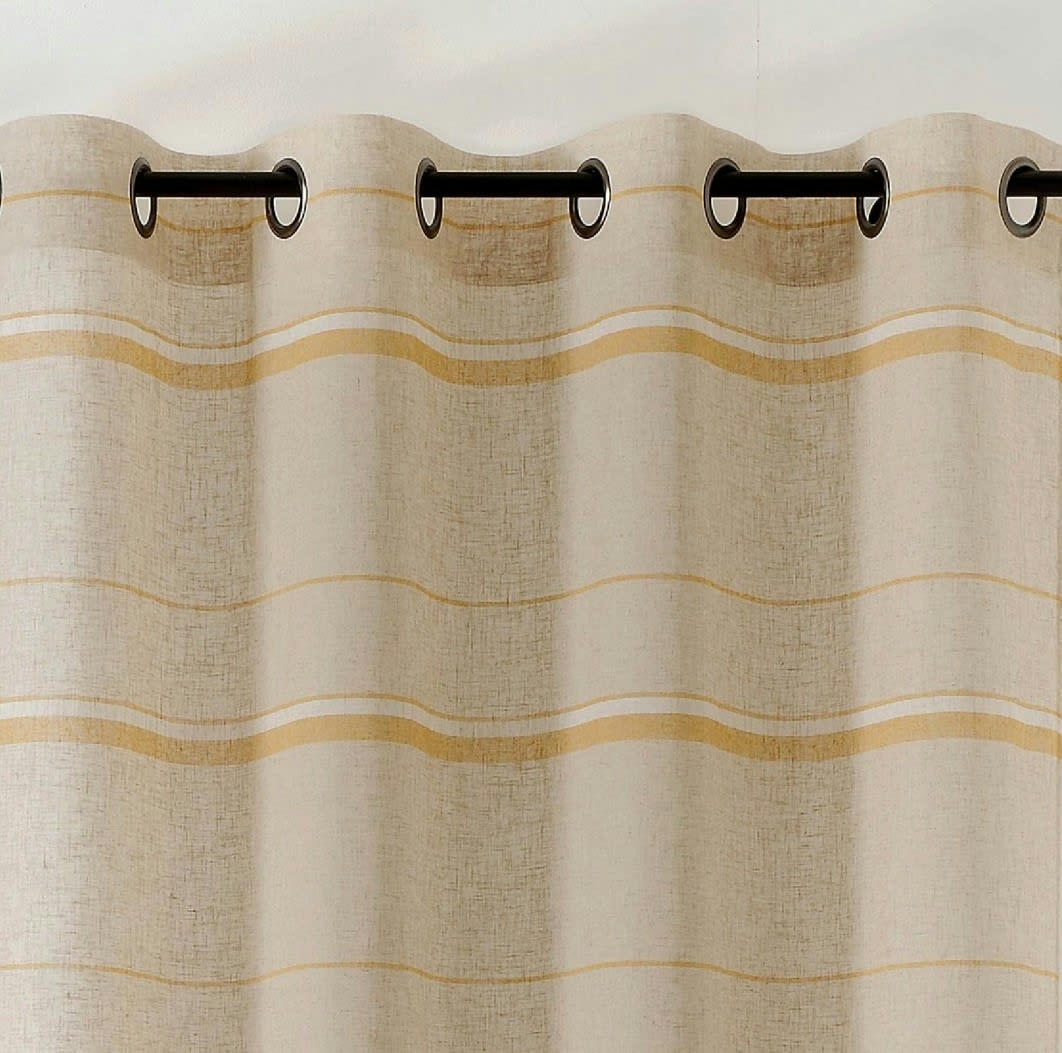 MARIUS - Rideau à rayures naturel moutarde 140x245 cm