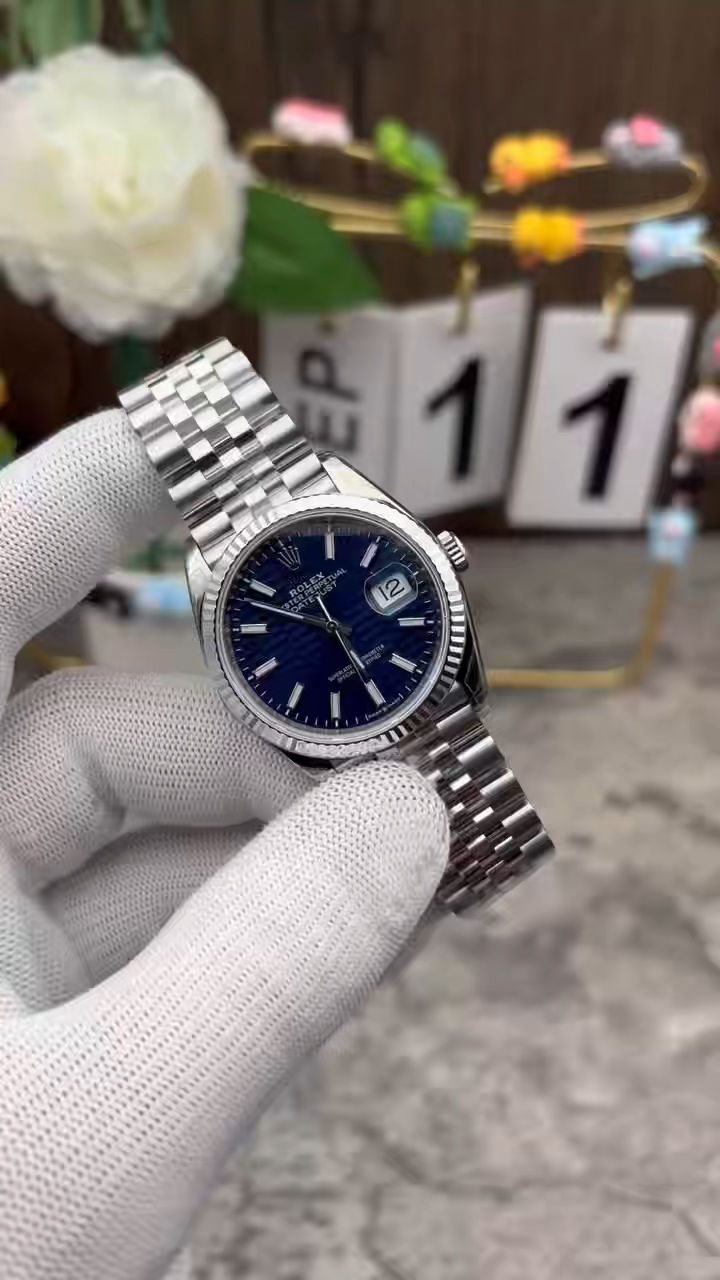 Rolex Datejust 36 Fluted Bezel Blue Fluted-Motif Dial Jubilee Watch  -10