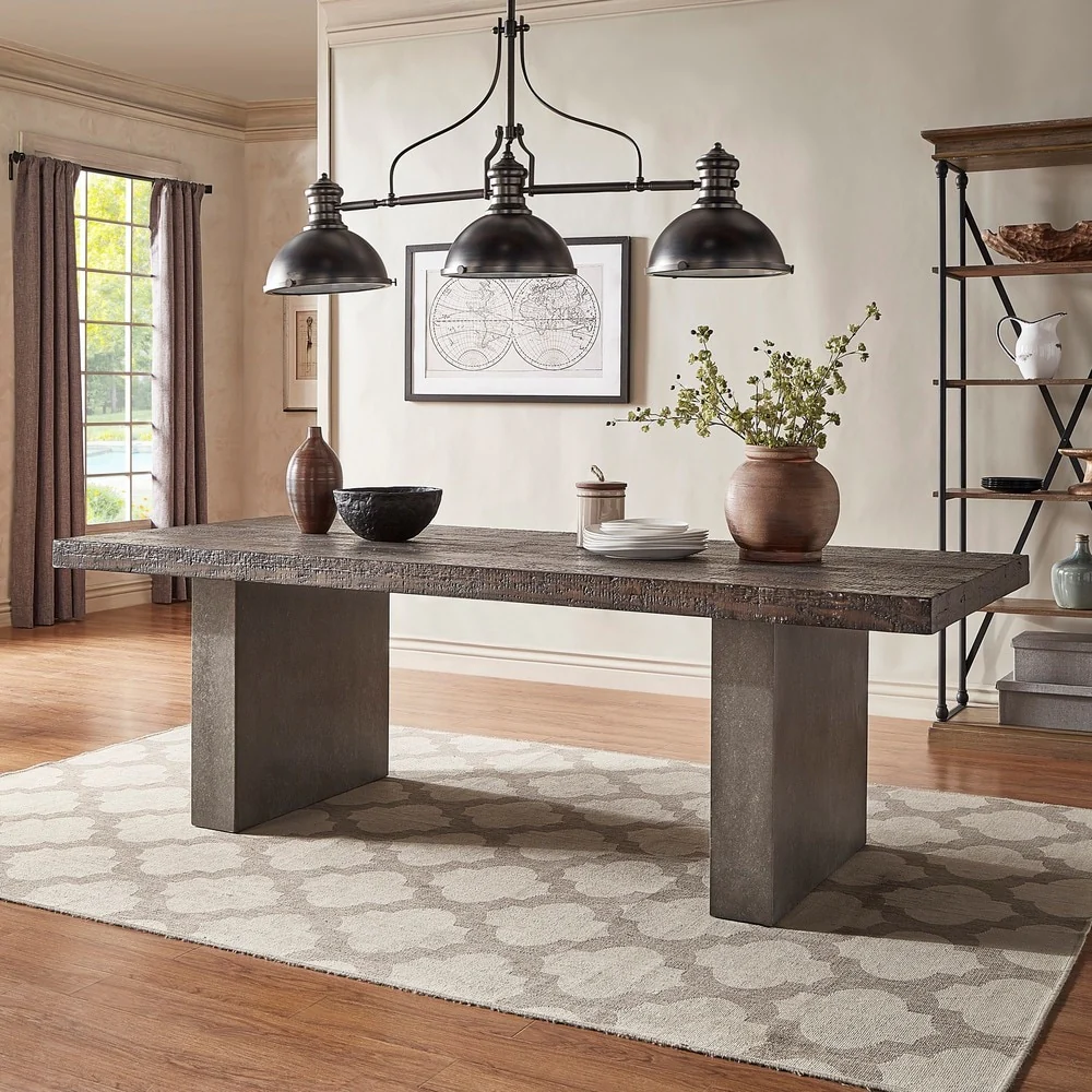 Blake Reclaimed Wood and Concrete Dining Table by iNSPIRE Q Artisan - Brown