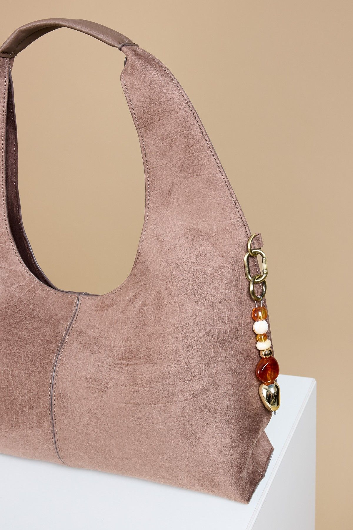 Little Mistress Mocha Croc Emboss Shoulder Bag