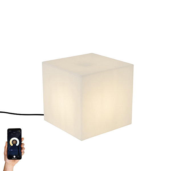 Lampe d'extérieur intelligente blanche 30 cm carrée avec LED A60 IP44 - Nura