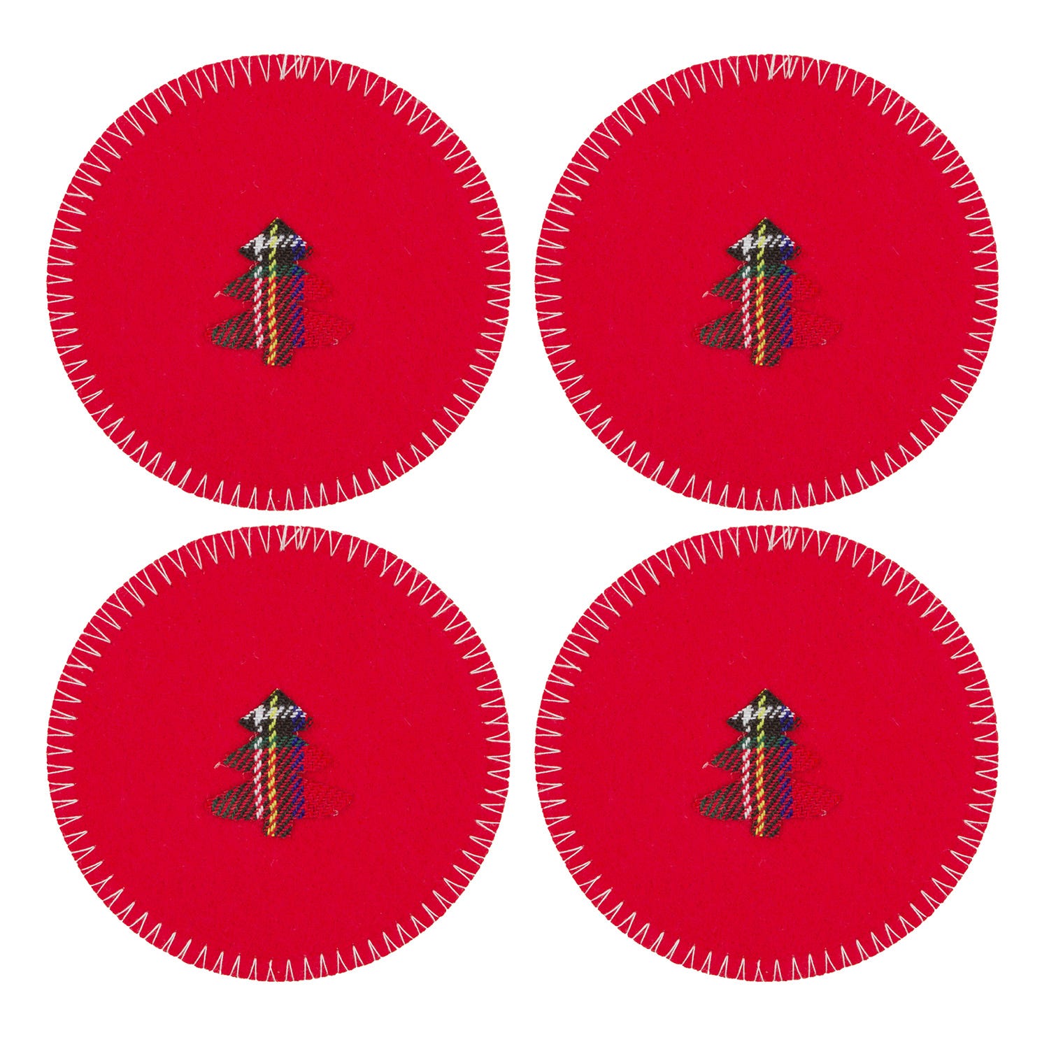 Set 4 sottobicchieri albero rosso 10 cm