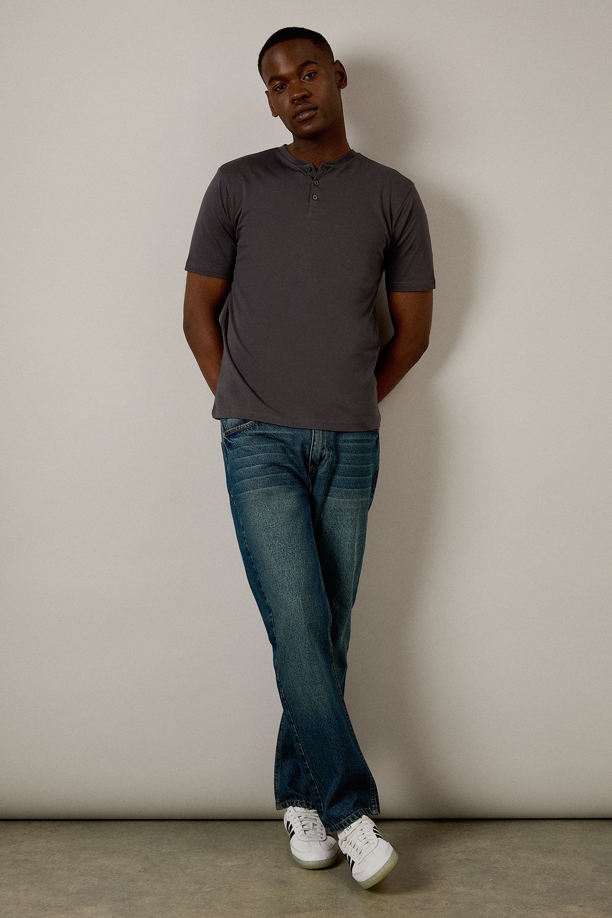 Burton Dark Grey Grandad Neck T-shirt