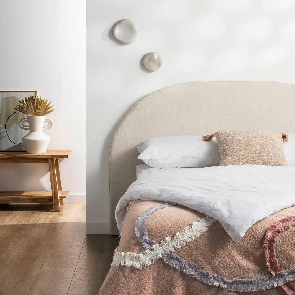 NOUSSA - Tête de lit en coton et lin demi-lune L170cm naturel