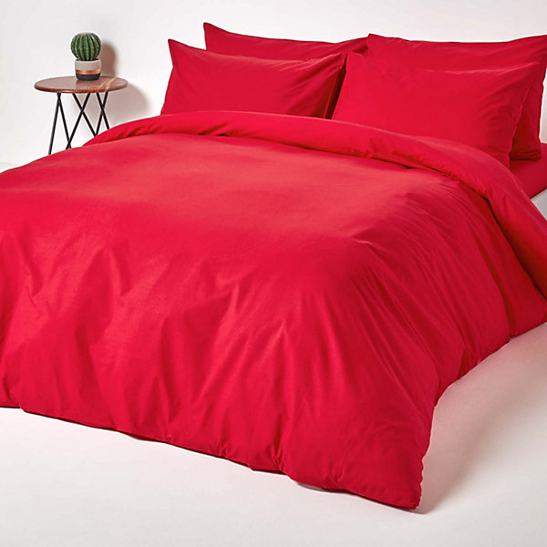 Parure de lit 100% coton égyptien 200 fils rouge, 230x220cm - HOMESCAPES