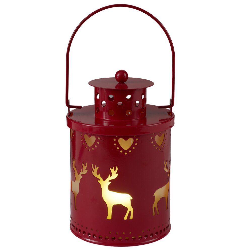 Lanterne de No&euml;l lumineuse plastique Ø8xH15cm (2 modèles)