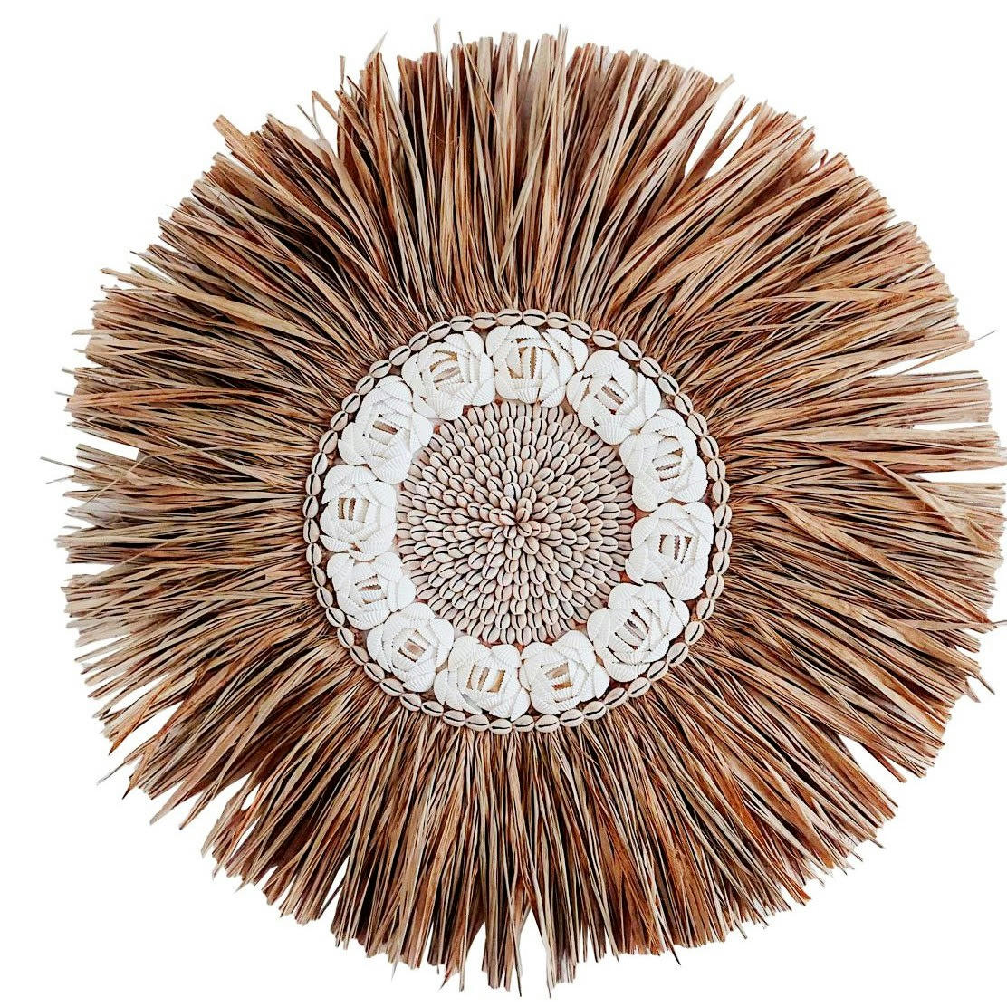 Aloha - Décoration murale en raphia et coquillages D60 cm