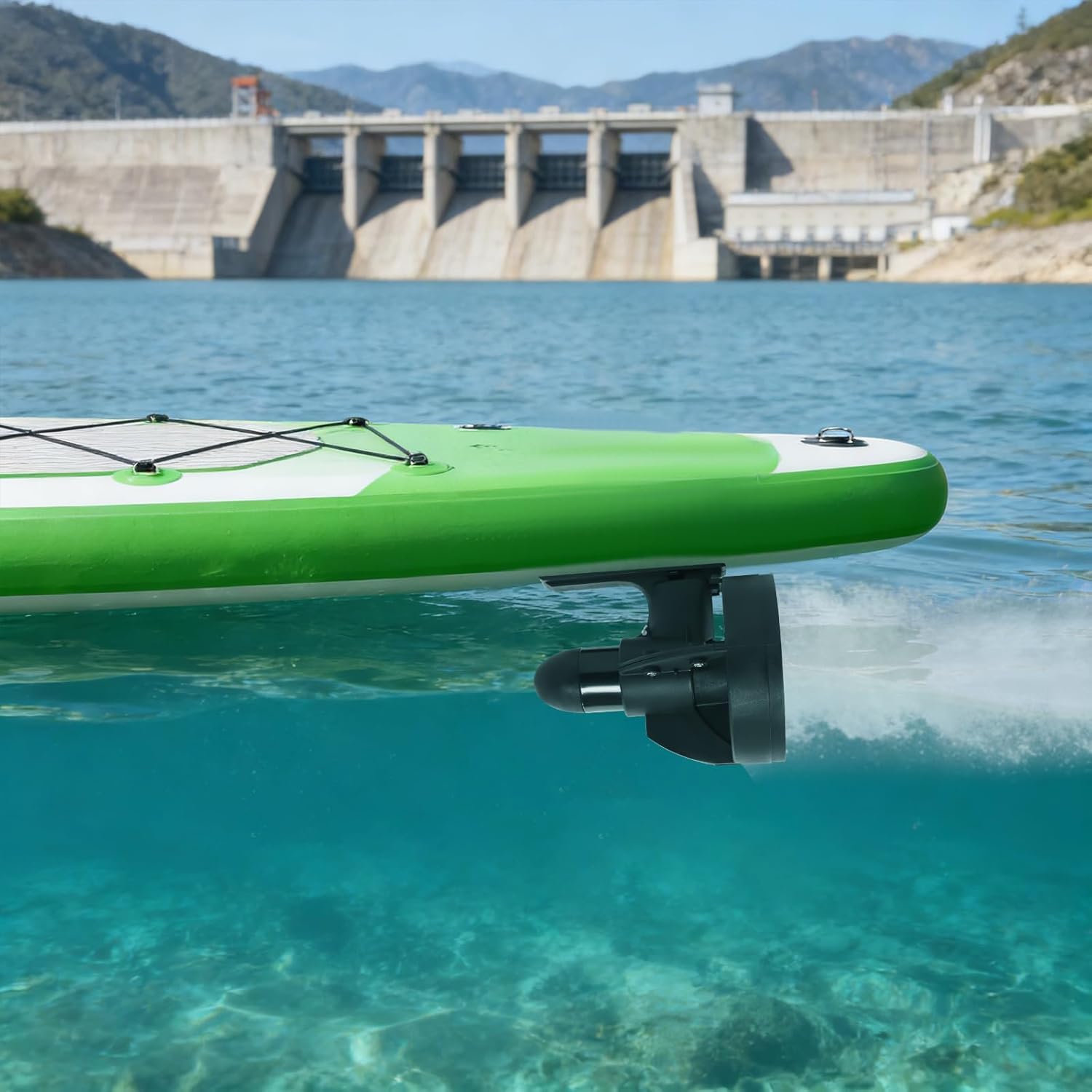 12v Paddle Board Electric Motorized Fin, 288w Sup Motor Electric Fin, Paddle Board Motor Propeller with Button Control, Rechargeable Surfboard & Kayak Thruster Kit, Battery Not Include