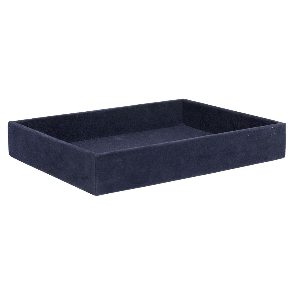Plateau décoratif en velours bleu