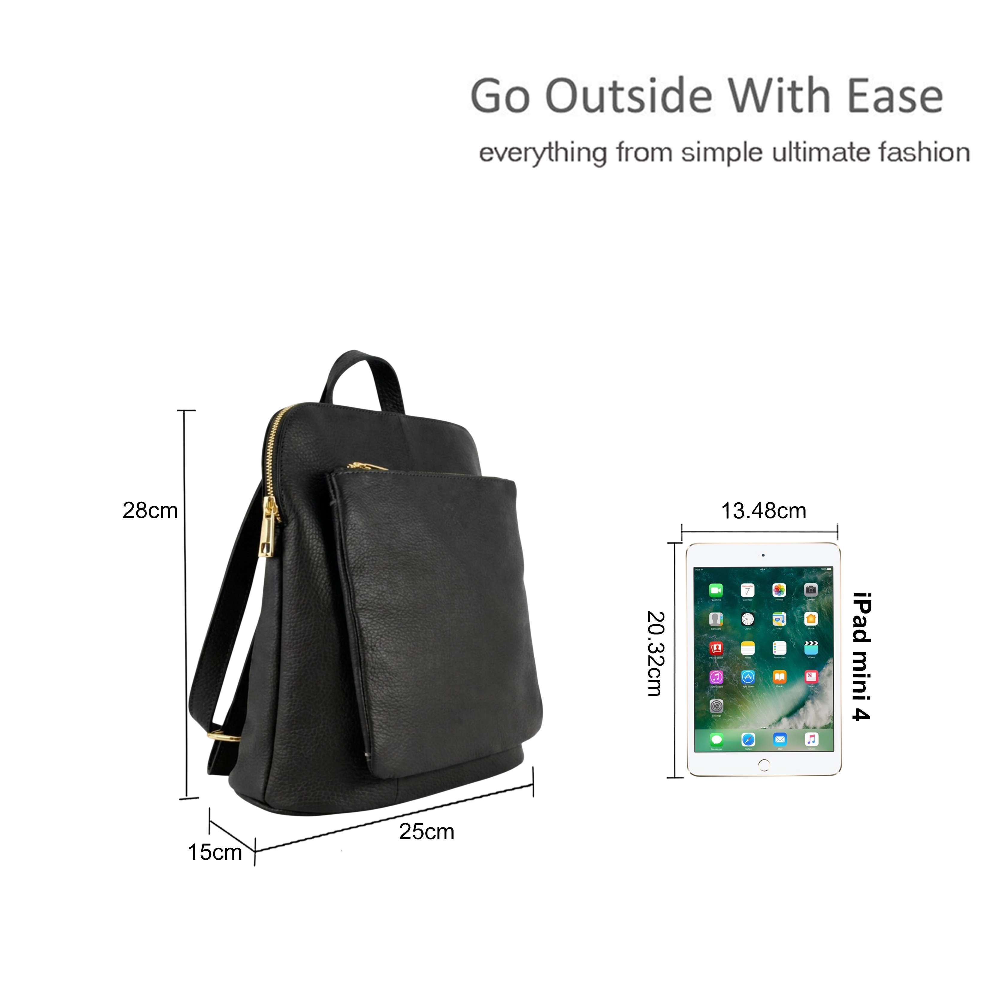 Kitise Genuine Italian Leather Convertible Backpack Shoulder Handbag