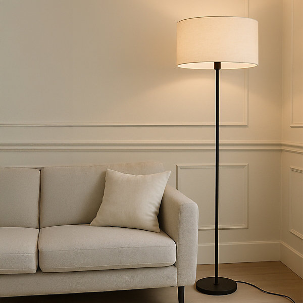 Lampadaire noir avec abat-jour gris clair 50 cm - Simplo