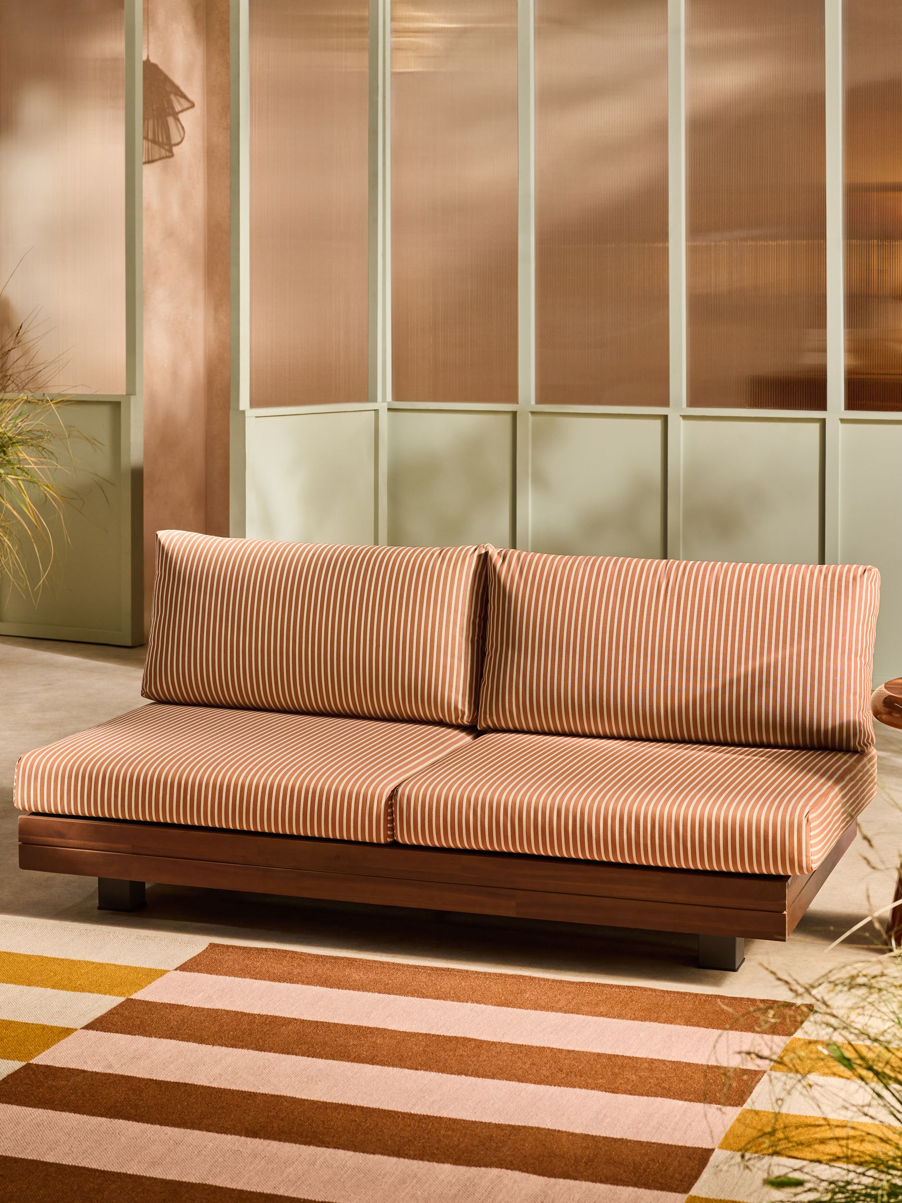 Avarna Garden 2 Seater Sofa in Green and Rust Stripe