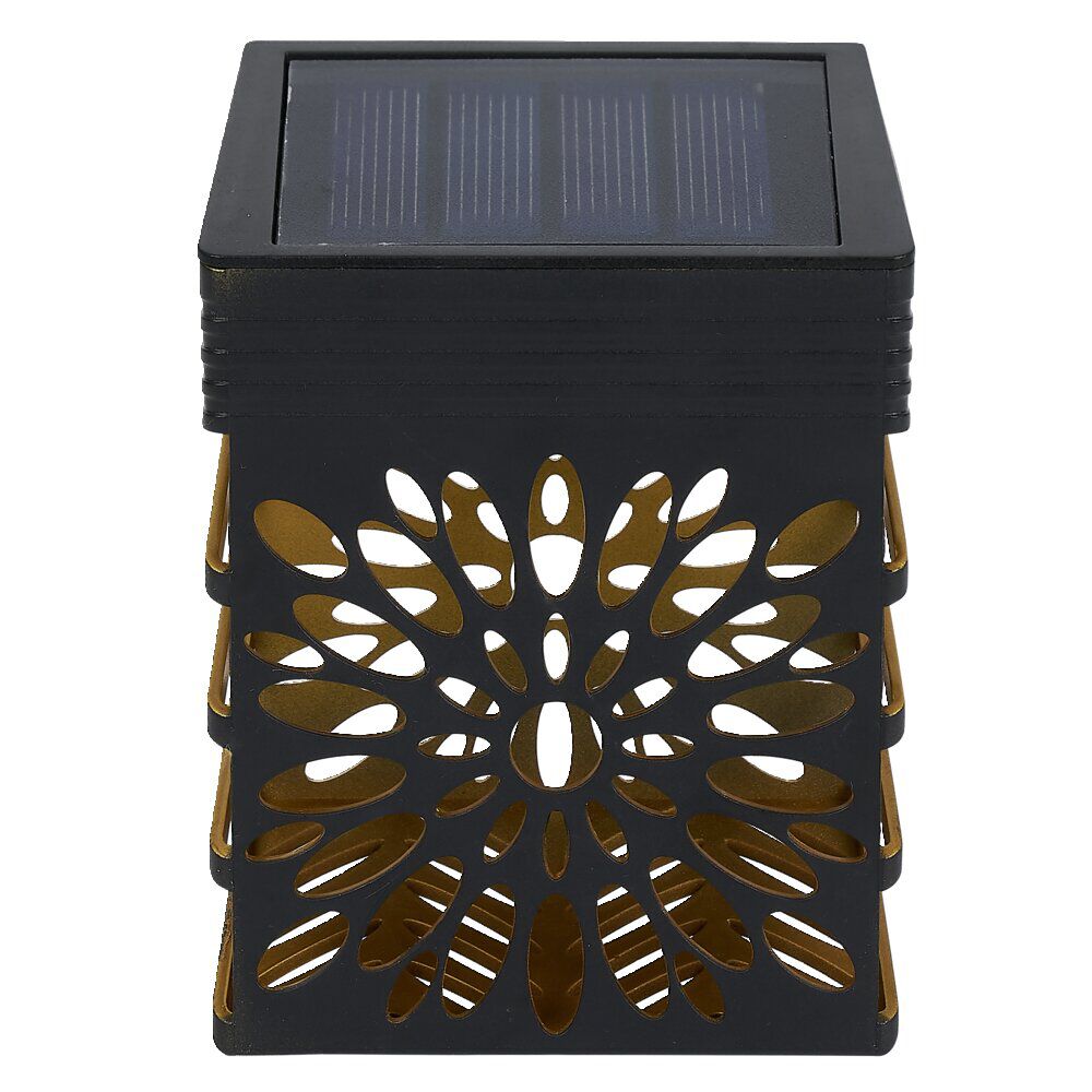 Lampe solaire design fleur plastique noir 7,6x5,2xH10,3cm