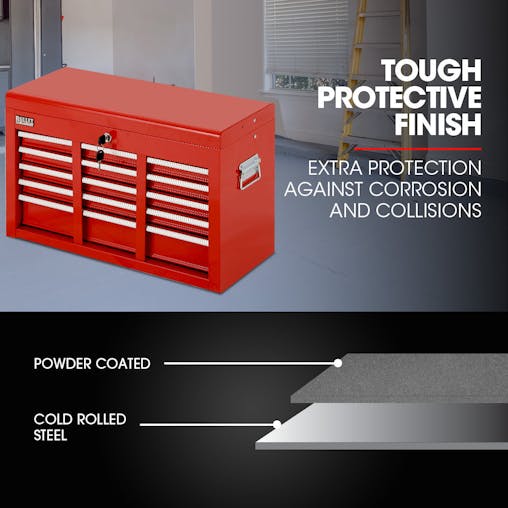 NNEMB 9 Drawer Tool Box Chest, Organiser Mechanic Garage Storage Toolbox Set - Red