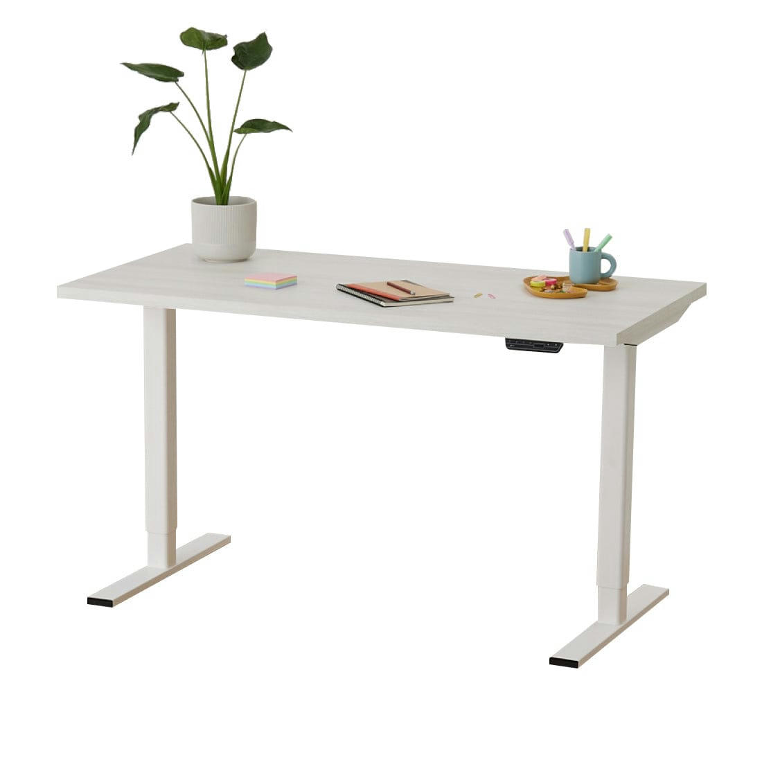 ELEVA PREMIUM - Bureau assis debout effet bois blanc 160x80x3cm