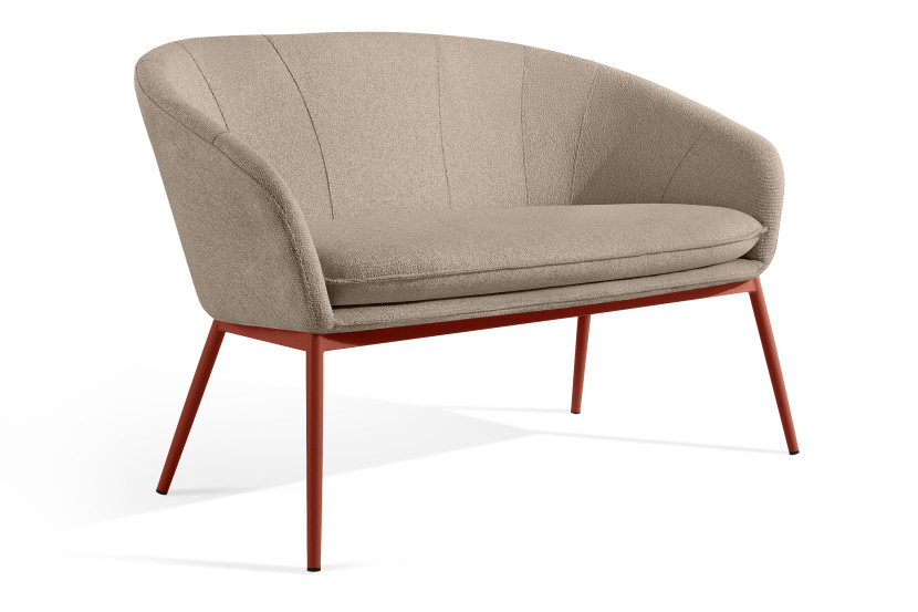 KONSIMO SOLIS Sofa jasnobrązowa na ogród/taras, stalowe nóżki, japandi