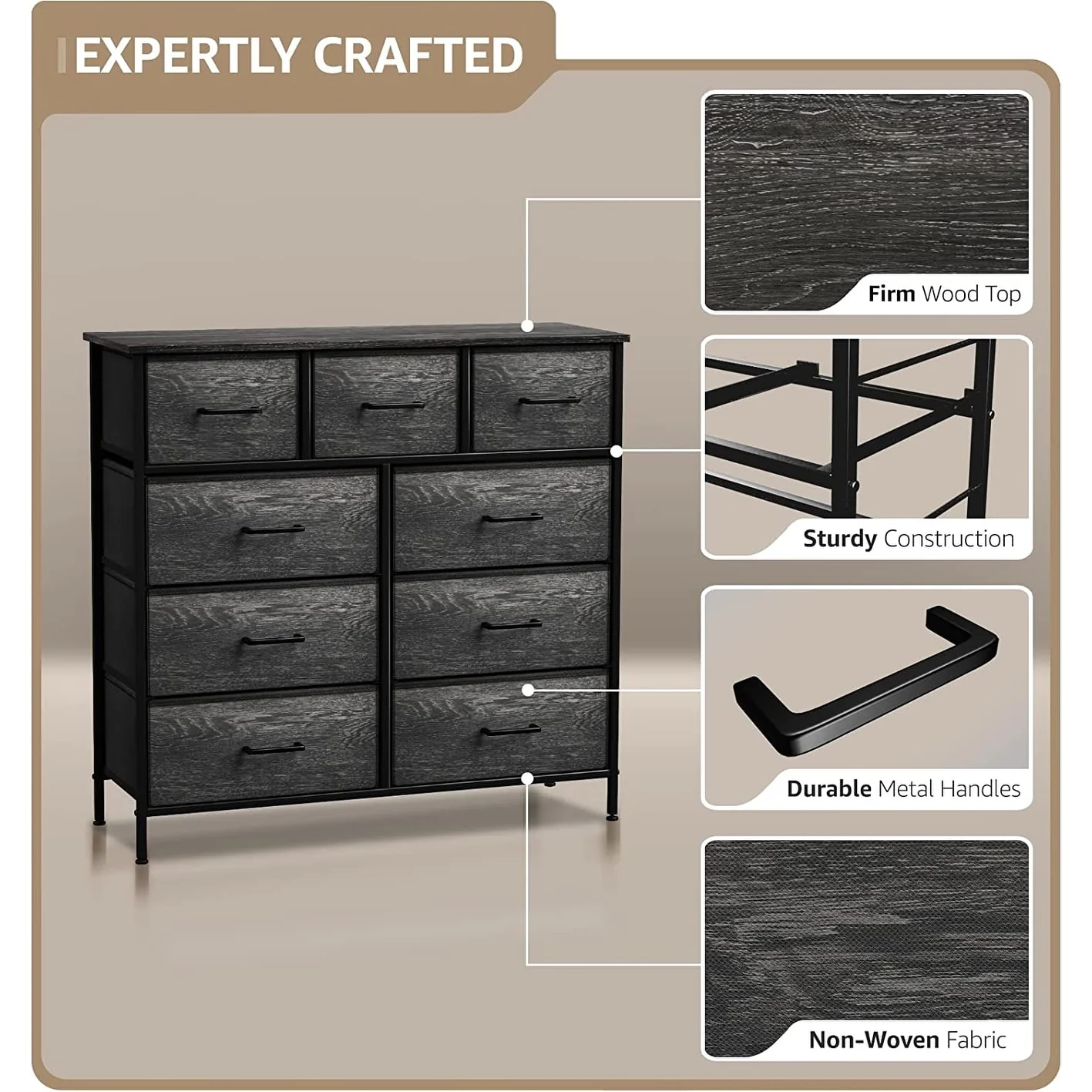 Dressers for Bedroom with 9 Drawers, Chest of Drawers for Bedroom