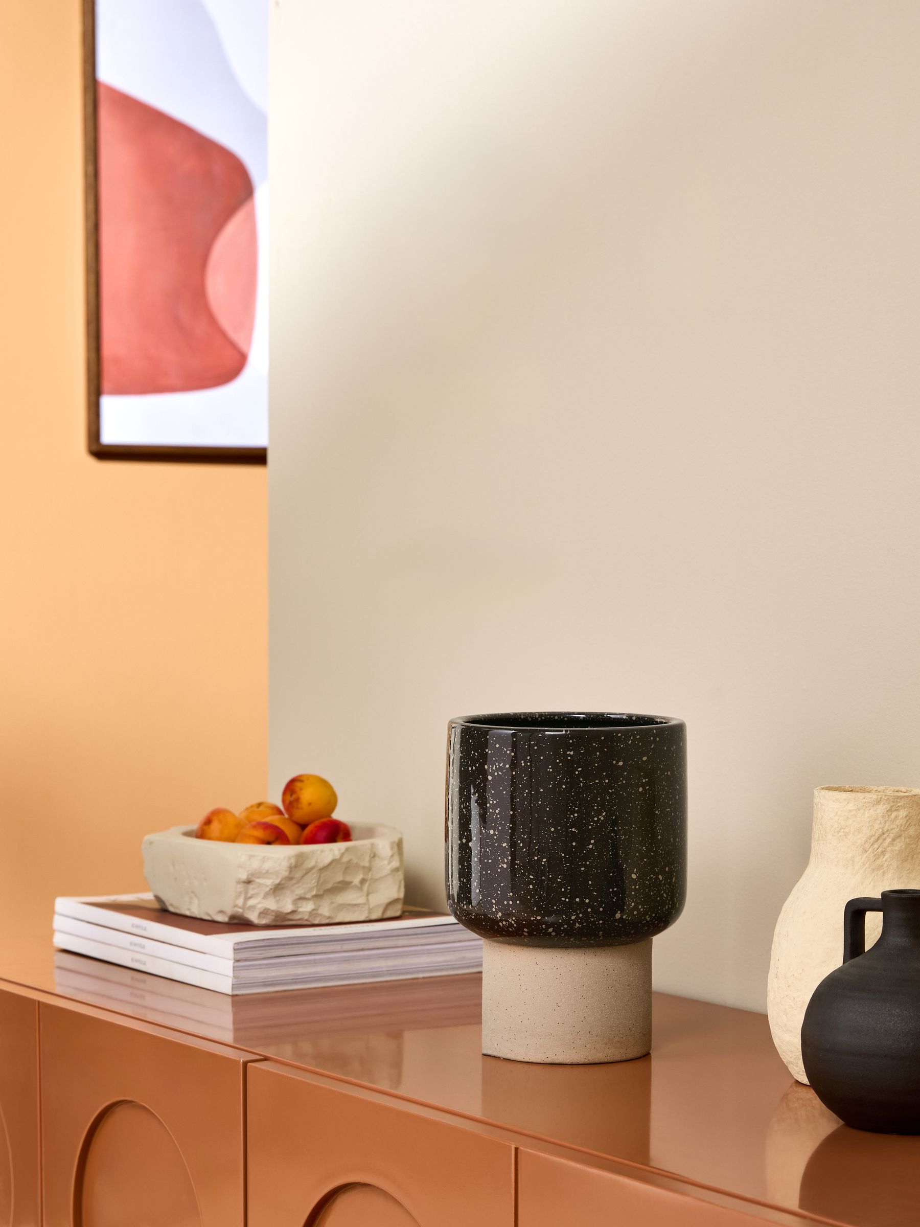 Santiago Hand Splatter Small Plant Pot in Brown