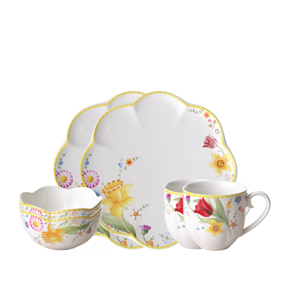 Spring Awakening Dinnerware set - Yellow, Premium Porcelain