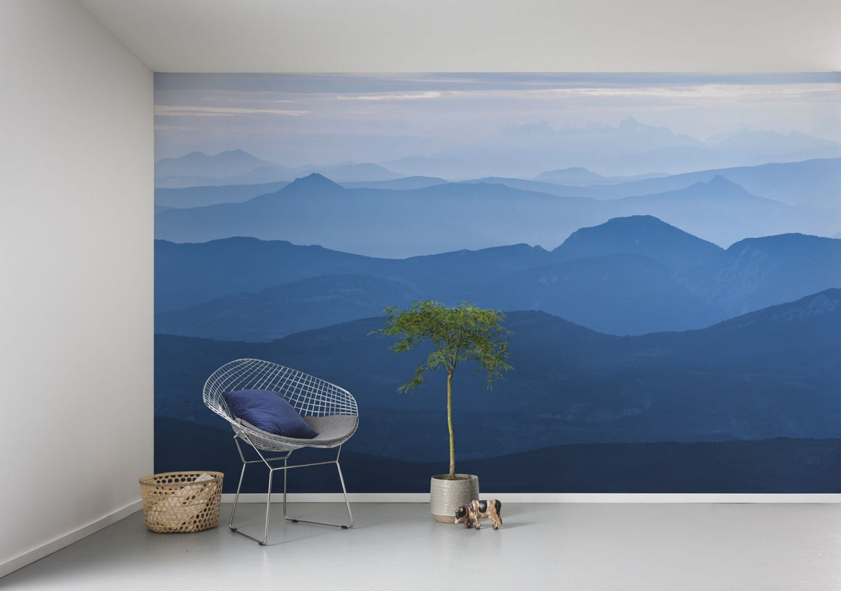 Sanders & Sanders fotobehang bergen landschap blauw - 400 x 250 cm - 611916